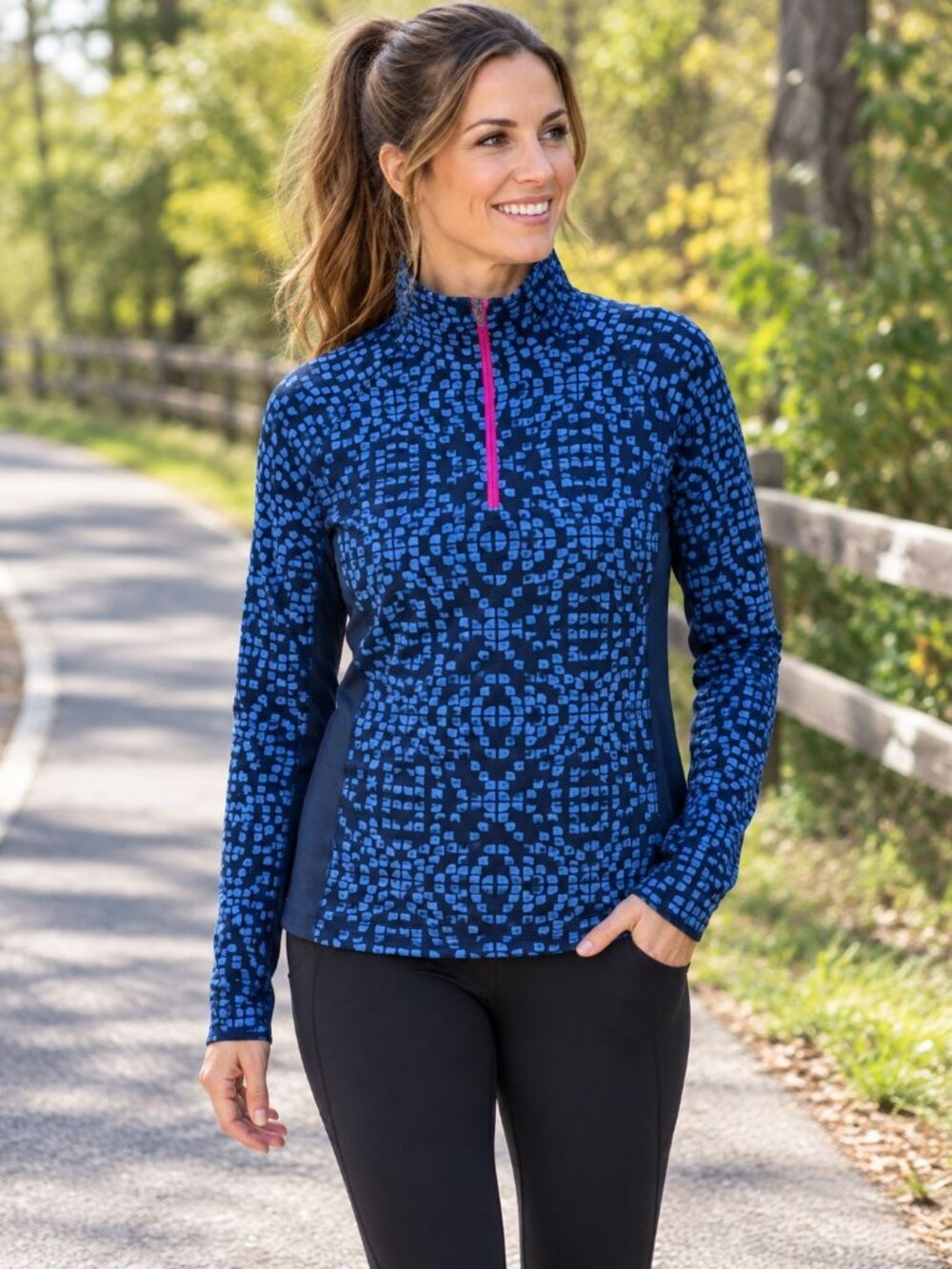 Columbia Sportswear Womens Small Blue Geometric Fleece Pullover Jacket Full Zip